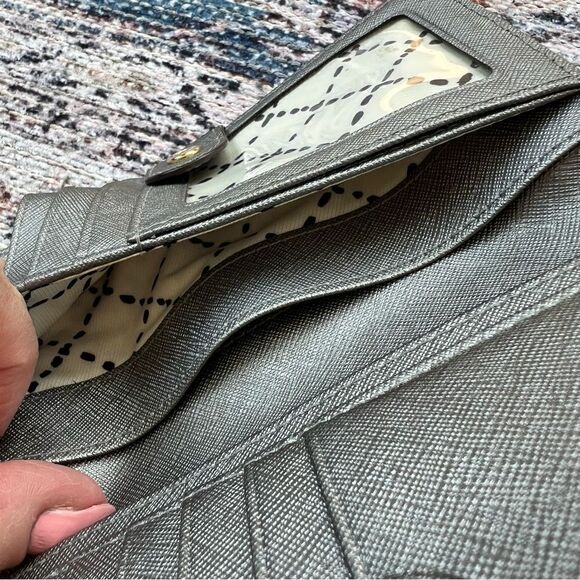 Kate Spade Newberry Lane Stacy Bifold Wallet Silver Gray Leather - Picture 5 of 11